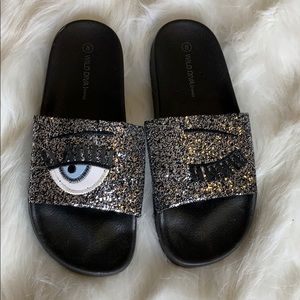 Glitter patch work slides